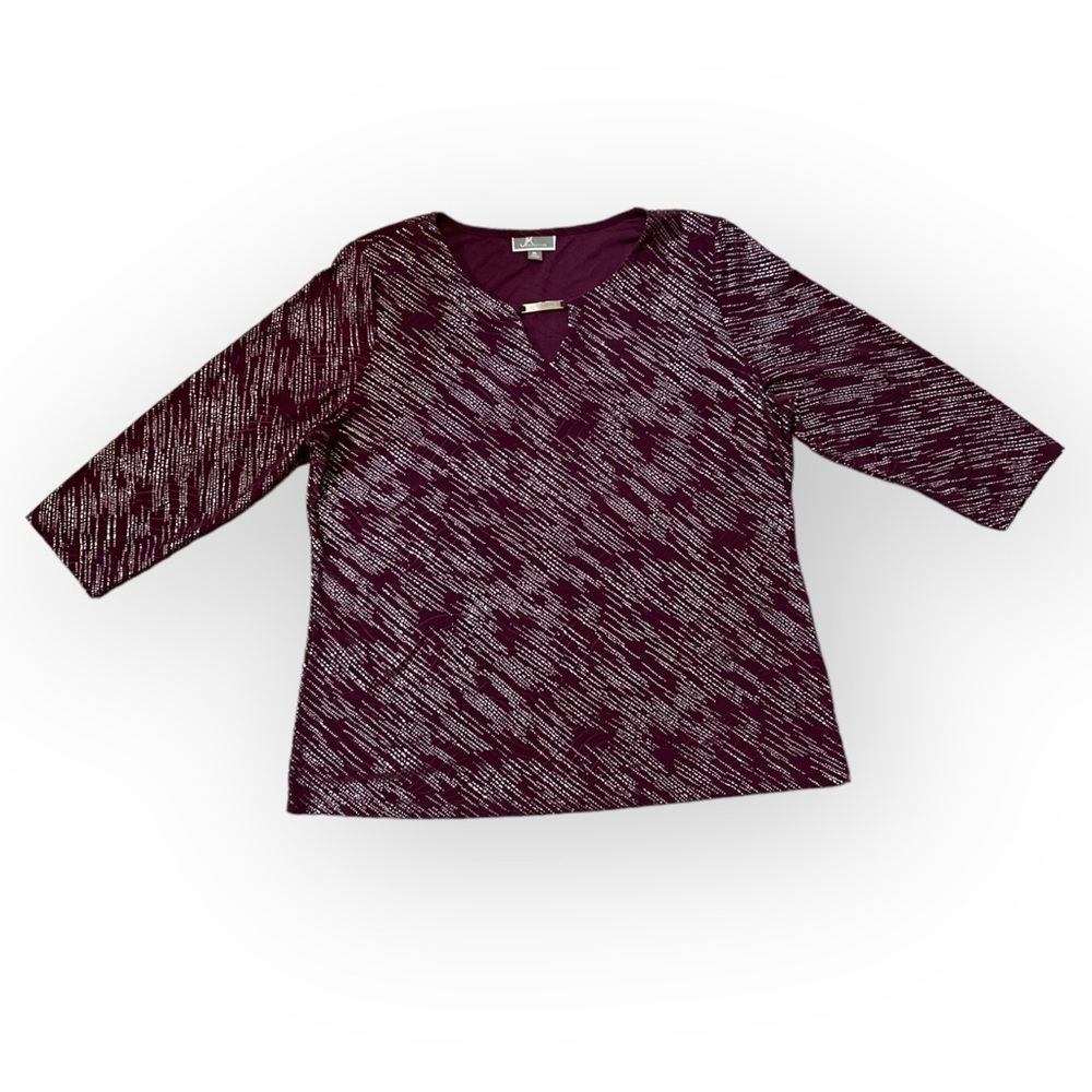 MJ Collection Plum Purple W/Silver Sparkles Blouse Size XL #212